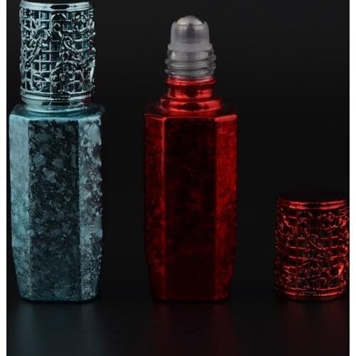 MUB - Personalized 10ml Empty Cosmetic Bottle Glass With Alloy Cap Refillable Mini Essential Oils Roll On Bottle