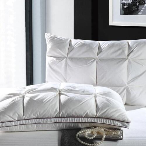 48*74cm White Color luxury Bread Style Rectangle Goose/Duck Down Bedding Pillows Down-proof Cotton fabric Soft Pillow