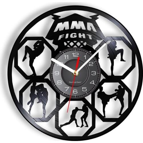 Mixed Martial Arts Modern Wall Clock For Sports Room MMA Fight Exclusive Wall Clock Fight Sports Full-contact Combat Artwork