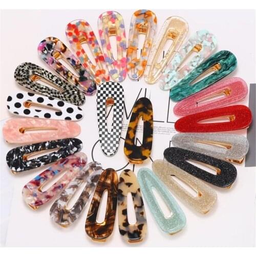 New Fashion Geometric Waterdrop Shape Hair Clips Metal Gold Color Leopard Dots Hairpins for Women Hair Accessories Dropshipping