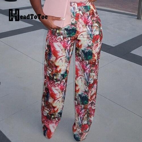 Floral Print High Waist Casual Pants Women