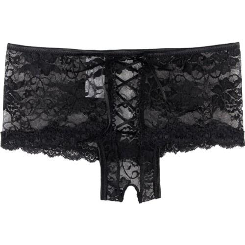 Womens Panties Briefs Open Crotch Floral Lace Panty See Through Erotic Underwear Sexy Lingerie Underpanties Plus Size PW5179