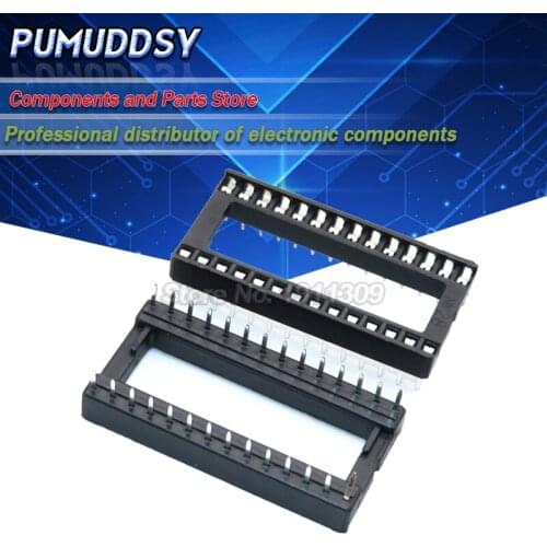 10PCS DIP-28 Wide body Square Hole 28 Pins 2.54MM DIP28 IC Sockets Adaptor Solder Type IC