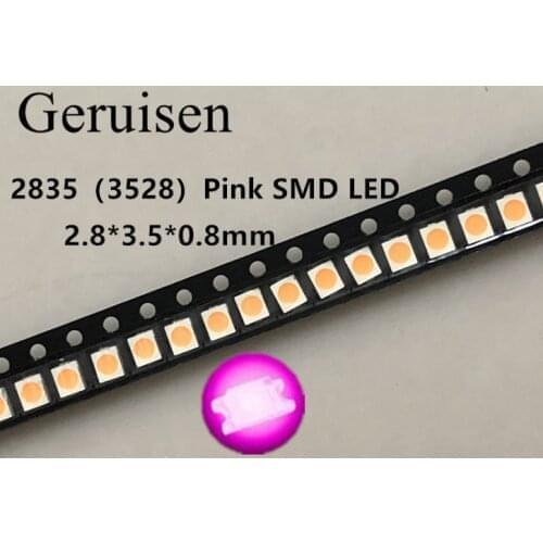 100Pcs/lot 2835 Pink SMD LED 0.2W high bright light emitting diode chip leds Free shipping 3.5*2.8*0.8mm 2835 smd led diode