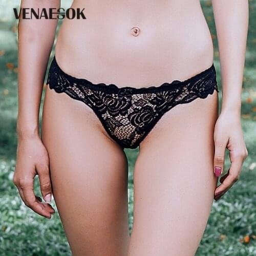 2020 Fashion Black Lace Panties Women Lingerie Embroidery Soft Panty Transparent Plus Size XXL XL Briefs Sexy Underwear Low-rise