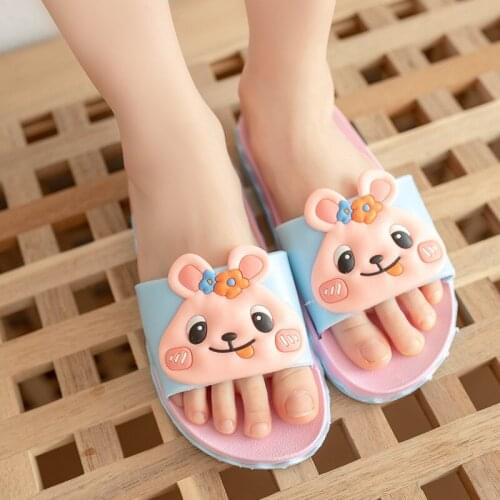 2021 Summer Pink Mouse Girls Sandal Yellow Dog Childrens Slippers Lion Parent Child Cartoon Slippers Rabbit Boys Home Sandals