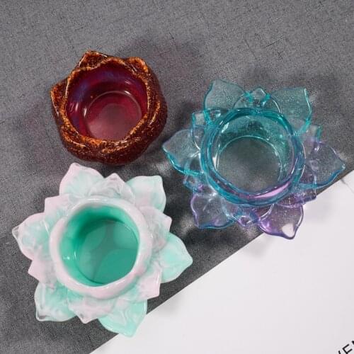 DIY 3D Lotus Candle Holder Silicone Mold Epoxy Resin Flower Candles Holders Mold Craft Decoration Tool DIY At Home Making Tool