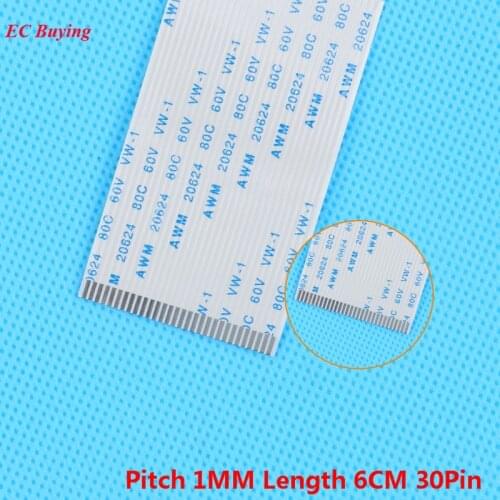 5Pcs FFC 60mm 30 Pin Flexible Flat Cable 30Pin Ribbon Cable Reverse Direction 1mm Pitch 6cm Length Opposite 30Pins For TTL