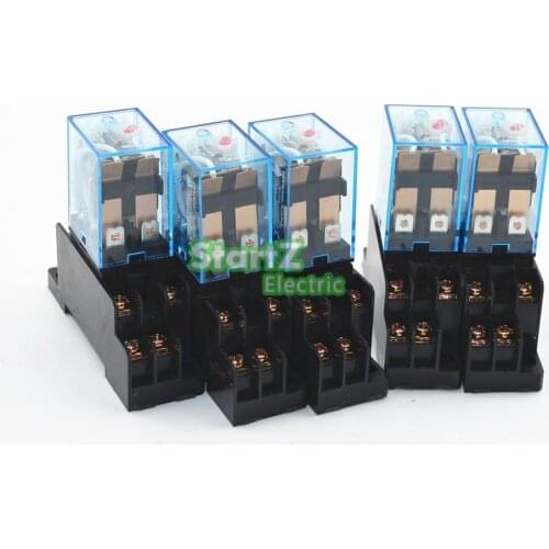 5Pcs Relay MY2NJ 220/240V AC Small relay 5A 8PIN Coil DPDT With Socket Base