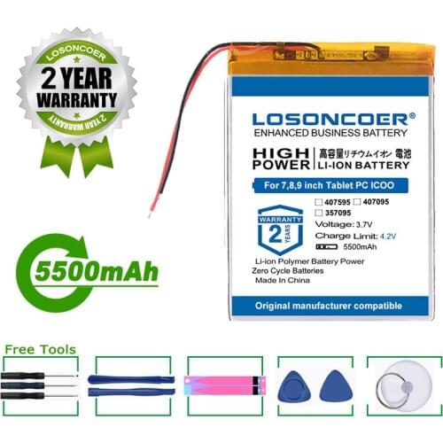 LOSONCOER Battery 5500mAh 357095 For Tablet Pc 7 Inch MP3 MP4 357096