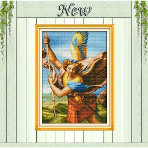 Battle Angel hero portrait Painting Drawing counted print on fabric 14CT 11CT DMC Cross Stitch kits Needlework Sets Embroidery