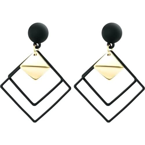 BLINLA New Fashion Korean Acrylic Round Gold Dangle Drop Earrings 2020 for Women Jewelry Vintage Geometric Asymmetrical Earring