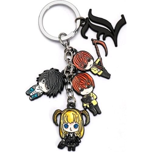 Anime Death Note Keychain Yagami Light MisaMisa Misa Amane L·Lawliet Cartoon Figure Keyring Alloy Metal Key Chain Men Women Gift