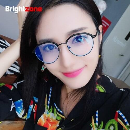 Brightzone New Pattern Anti-Blue Light Glasses Men Women Spectacle Frame Vintage Ancient Ways Half Rim Eye-brow Plain Eyeglasses