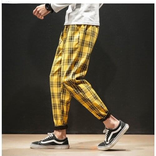 Streerwear Men Plaid Pants Autumn Fashion Slim Man Casual Trousers Male Harem Pants Jogger Men Mens Clothing