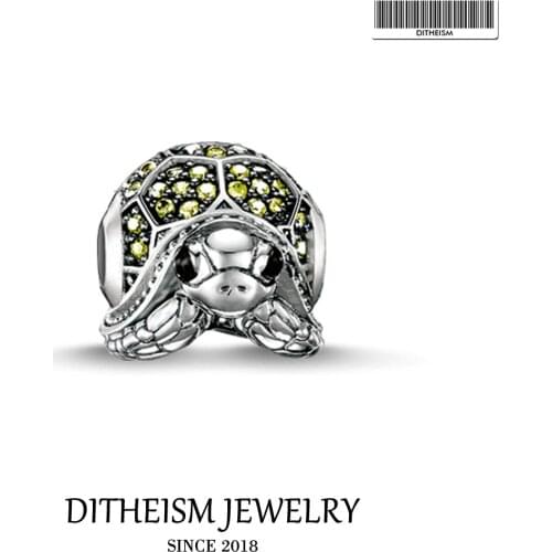 DIY Beads Cold Green Tortoise Charm 3mm Hole,2018 Fashion Silver Jewelry Trendy Gift For Women Girl Fit Bracelets Necklace