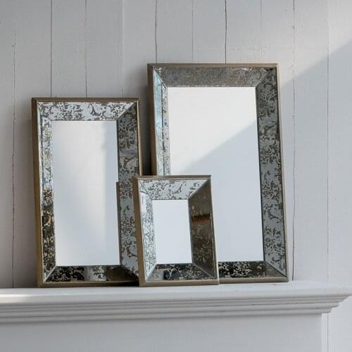 European Retro Old Pattern Mirror Tray Tea Tray Wall Decoration Hanging Mirror