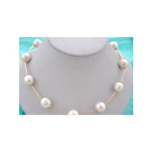 Hot sell Noble Rare 17.5" round white Edison reborn 9-10mm pearl necklace