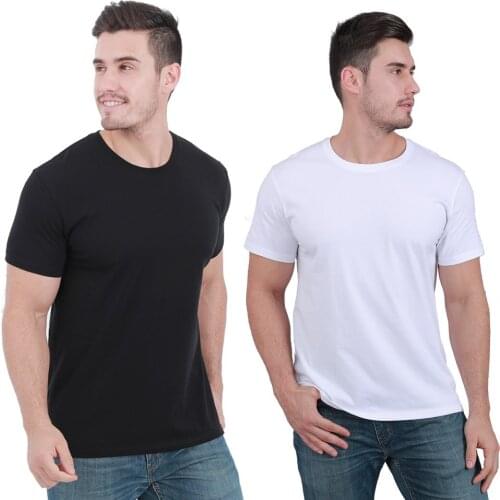 Summer Spring Classic High-Quality Soft Black White Couple Adult Woman Man O-Neck Casual Cotton Knitted Solid Top Tee T-Shirt