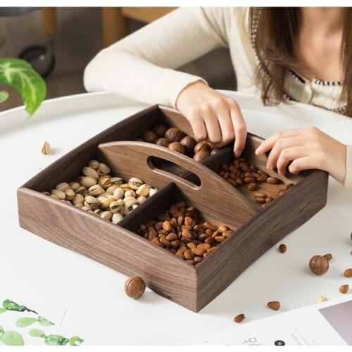 Solid wood dried fruit box European modern snack tray with candy tray living room family creative tray fruit tray