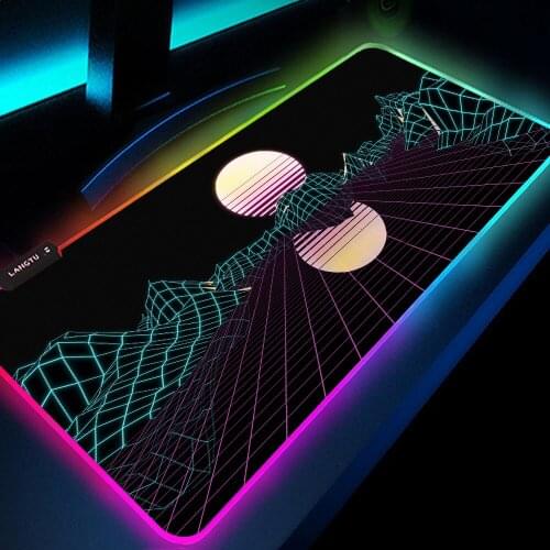 Rgb Mouse Pad 900x400 Retrowave/synthwave Mousepad Rgb Carpet Leds for Gaming Setup Gamer Accessories Set Up Gamer DropShipping