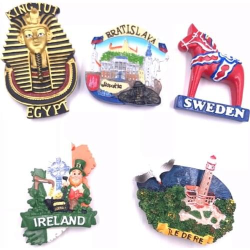 Egyptian Pharaoh Slovakia Ireland Sweden France Resin Magnetic Fridge Magnet Creative Souvenir Spot