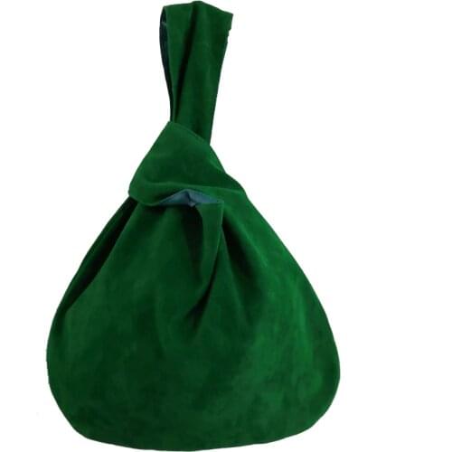 Estelle Wang Small Bags For Women Knot Wrist Bag Japan Style Velour Vest Hands Bags Green Purple Little Tote Bolsa Feminina