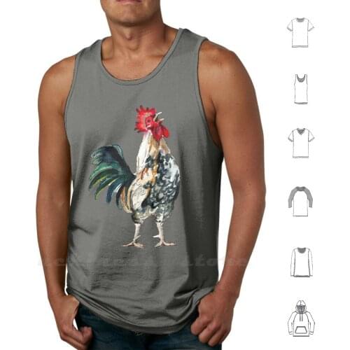 Tank Tops DIY Print Chicken Bird Watercolor Painting Watercolour Hen Cockrel Farm Animal