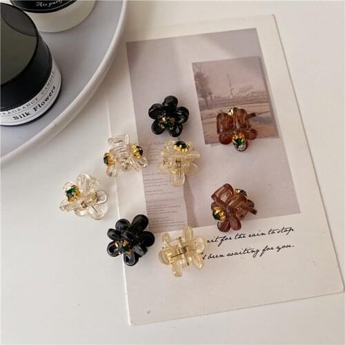 Fashion Rhinestone Korean Pearl Women Crab Clip Flower Hair Claw Hairpin Hair Accessories