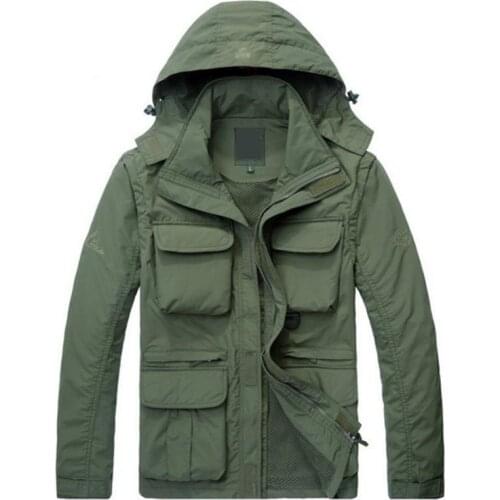 New Brand Outwear Waterproof Military Men Jacket Coat Hoodie Army Coat Jacket, Detachable Sleeve