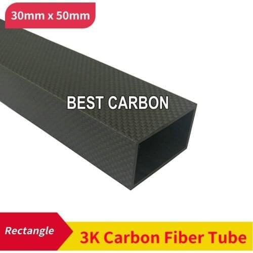 Rectangle shape 30mm x 50mm x 1000mm , thickness 2mm ,High Quality 3K Carbon Fiber Fabric Wound/winded Tube