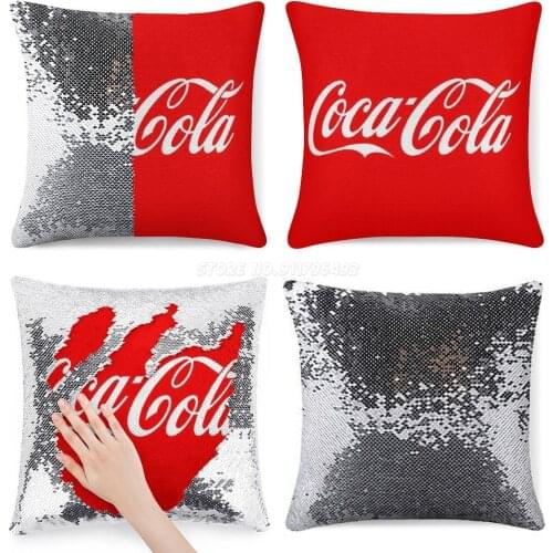 Red Sequin Pillowcase Fashion Pillowcase Gift for Her He Diet Coke Coke Tail Cola Drink Coca Soda Soda Red Black Diet Cola