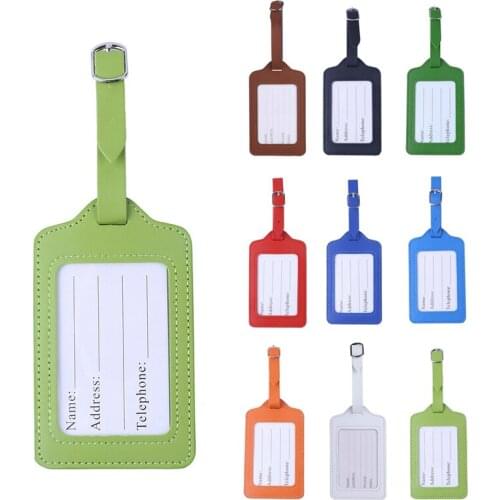 New Portable PU Leather Luggage Tag Cover Suitcase ID Address Holder Letter Baggage Boarding Tags Home Travel Storage Accessory
