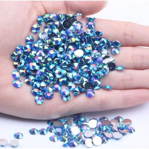 New Resin Rhinestones 2mm-6mm Dark Blue AB Flatback Non Hotfix Giue On For Nails Art Decoration DIY 3D Jewelry Making