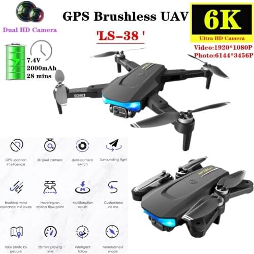 New LSRC LS-38 1KM Long Distance Camera 6K GPS Professional 5G WiFi FPV Brushless Professional Foldable RC Drone Quadcopter