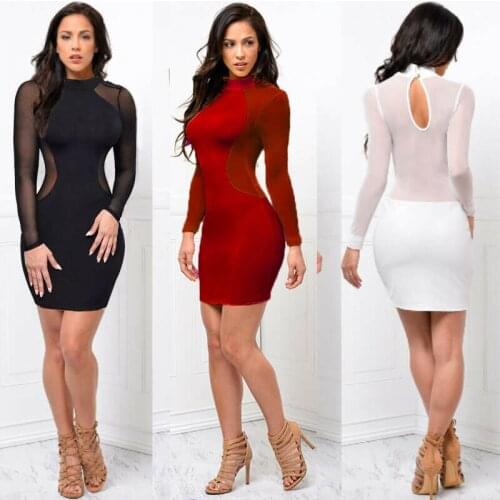 Hot Women Sexy Long Sleeve Bandage Bodycon Summer Cocktail Party Mini Dress