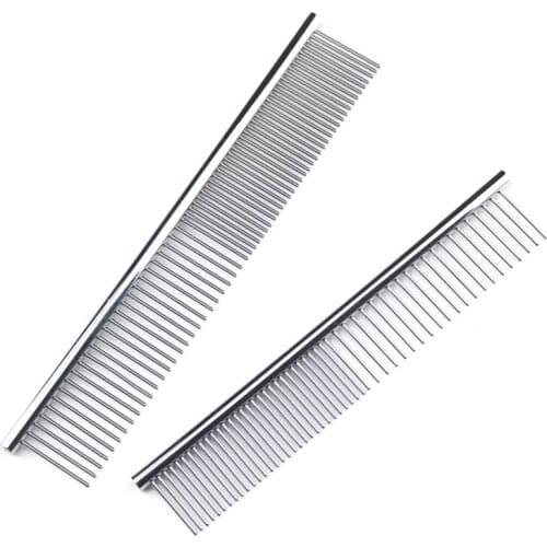 Professional Aluminum alloy pet grooming comb tangle steel comb dog grooming hair massage combs Dog Trimming hair brush comb