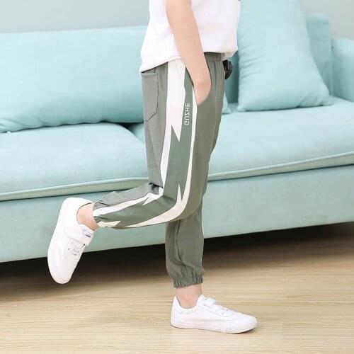 Boys Anti-mosquito pants Thin Summer 2020 New 4-14T Boy Sport Pants Ice silk Casual Sweatpants High Quality