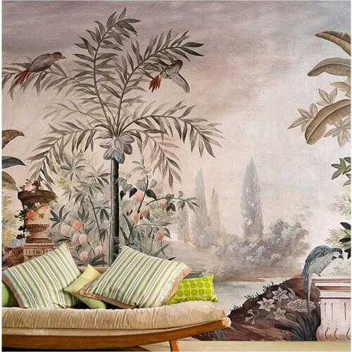 3D tropical rainforest leaves wallpaper bedside bedroom living room sofa TV background wall milk tea shop clothing shop mural