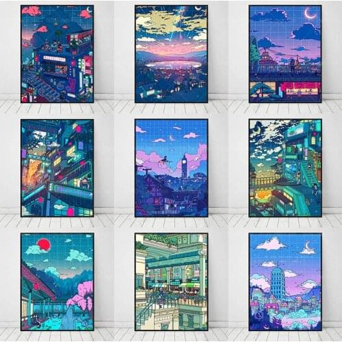 Japanese classic anime "Attack on Titan" "Demon Slayer" Canvas Painting cartoon landscape street poster home decoration painting