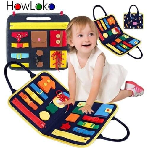 Montessori busy board early education toy fine motor training self-care ability preschool children toy