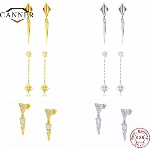 CANNER 925 Sterling Silver Geometric Small Cute Stud Earrings For Women Piercing Earring Earings CZ Zircon Jewelry Pendientes