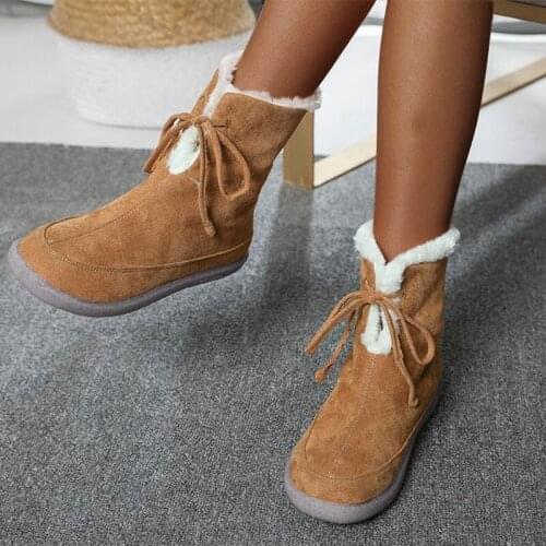 Women Snow Boots Winter Warm Plush Boots Woman Ankle Boots Ladies Flats Female Fashion Comfort Shoes Womens Casual Footwear