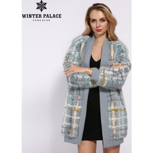WINTER PALACE 2019 New Winter Mink Coat Short Knit Stitching With Cashmere Real Mink Fur Coat Cardigan Jacket Mink Coat