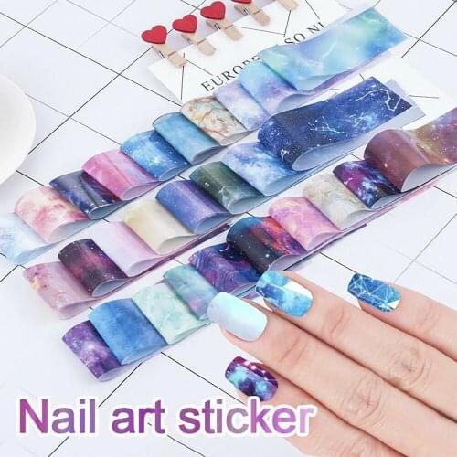 10pcs/set Galaxy Nail Art Sticker Nail Holographic Starry Sky Mix Transfer Foil Nails Decal For Nail Art Decor Manicure#p30