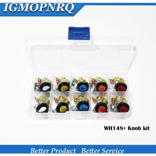 10PCS potentiometer WH148 kit B1K B2K B5K B10K B20K B50K B100K B250K ohm 3PIN 15MM Knob AG2 15x17mm EACH 1pcs