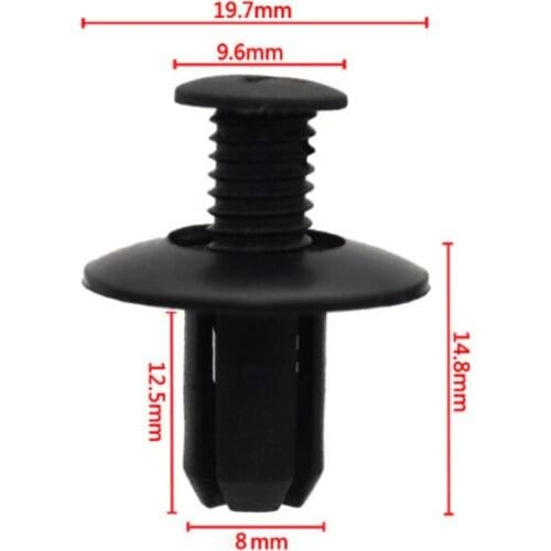 100Pcs 8.5mm Hole Car Bumper /Fender Plastic Push Rivets Fastener Clips for Ford Black Car Styling