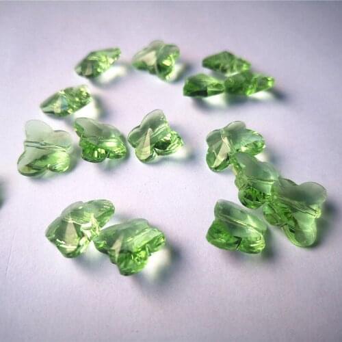 Free shipping 100pcs/lot 14mm green crystal glass faceted butterfly beads 1 hole for chandelier parts,diy garland strands decor