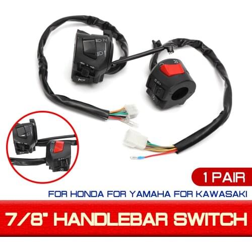 12V Motorcycle 7/8" Handlebar Control Switch Horn Turn Signal Headlight Electric Start Switch Connector Push Button Switch