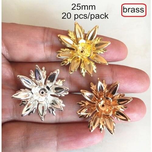 20 pcs-Large 25mm Multi-layer Flowers Bead Caps Crafts Making Metal Flowers For Bridal Hair 3D Jewelry Accessories Brooch Flower
